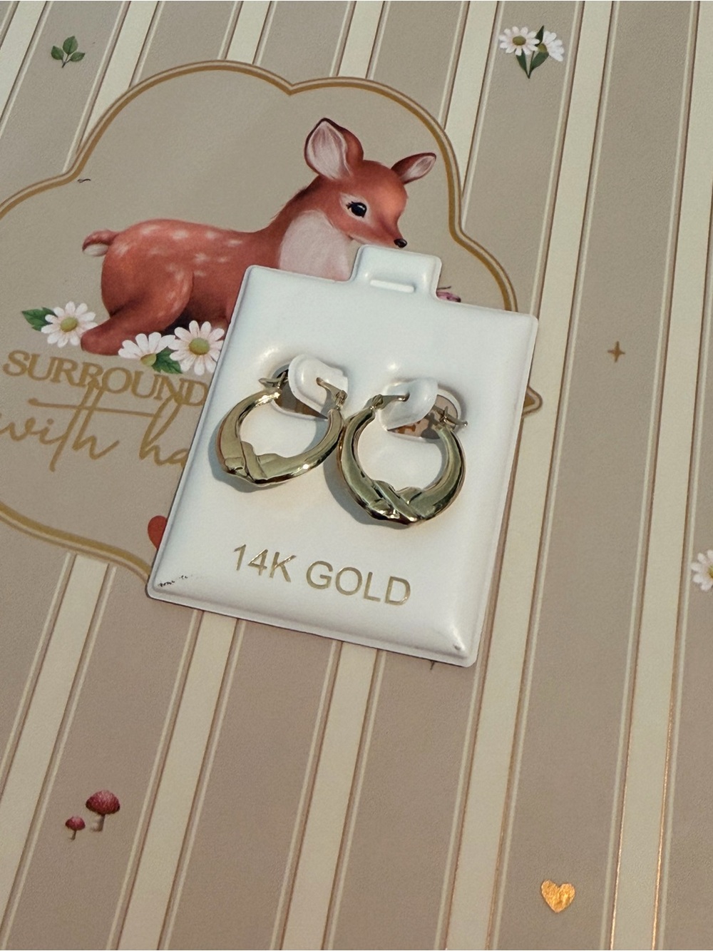 14K Solid Gold Hoop Earrings with X - Twisted Design